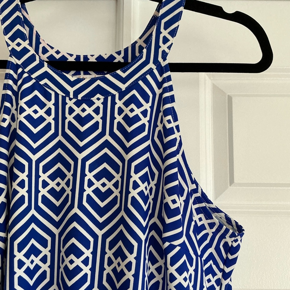 All for Colors Blue Geometric Print Dress - Size Large - Picture 2 of 8